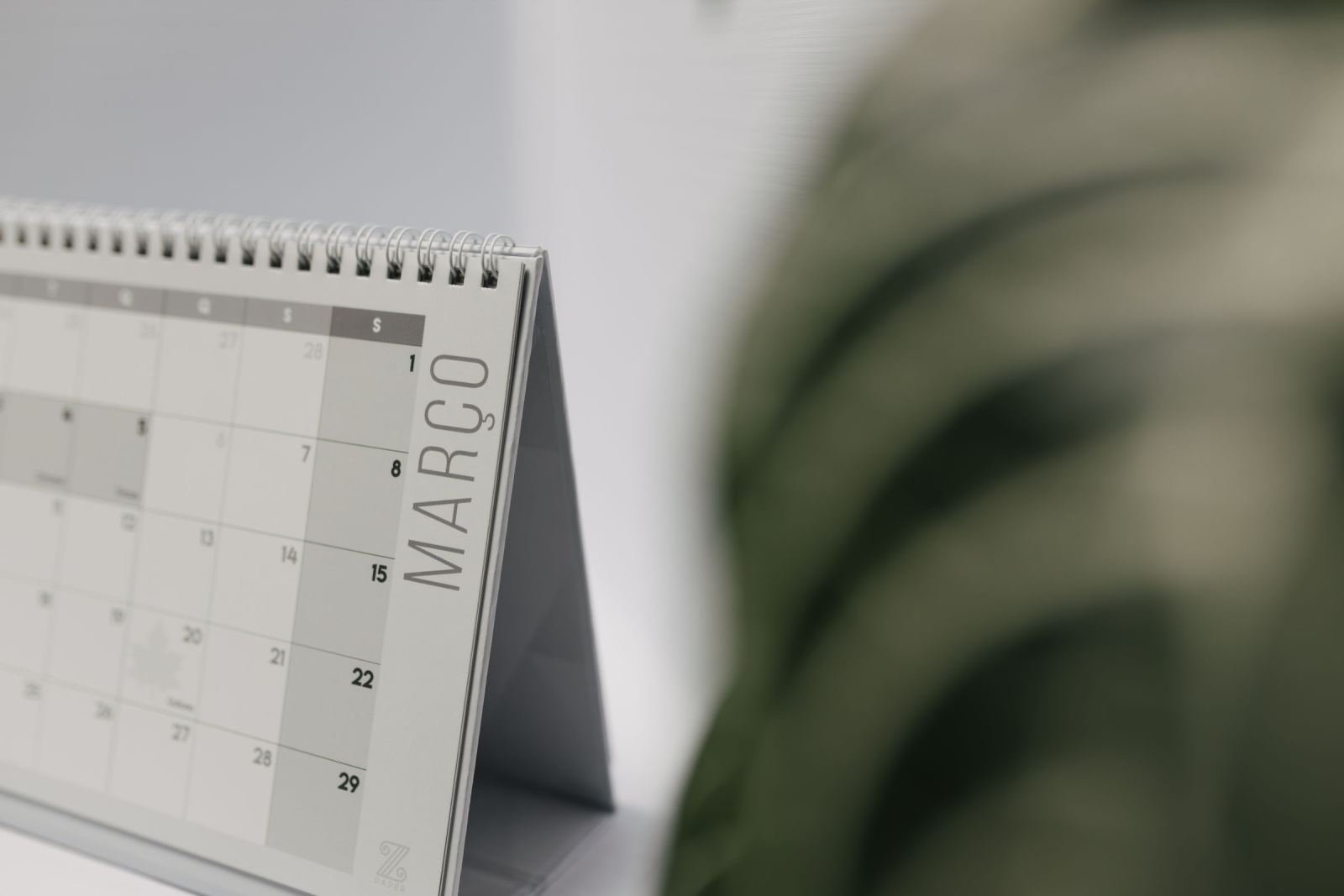 A close-up of a desk calendar showing the month of March